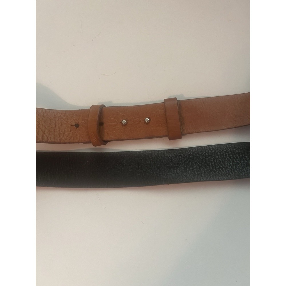 Theory Brown Leather No Buckle Women's Belt Large Made In USA